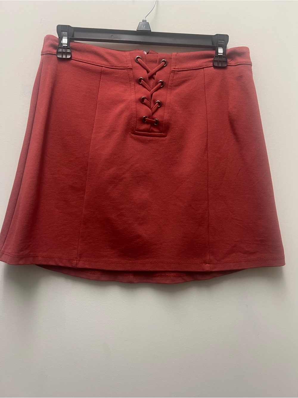 Lush Red Lace-Up Mini Skirt